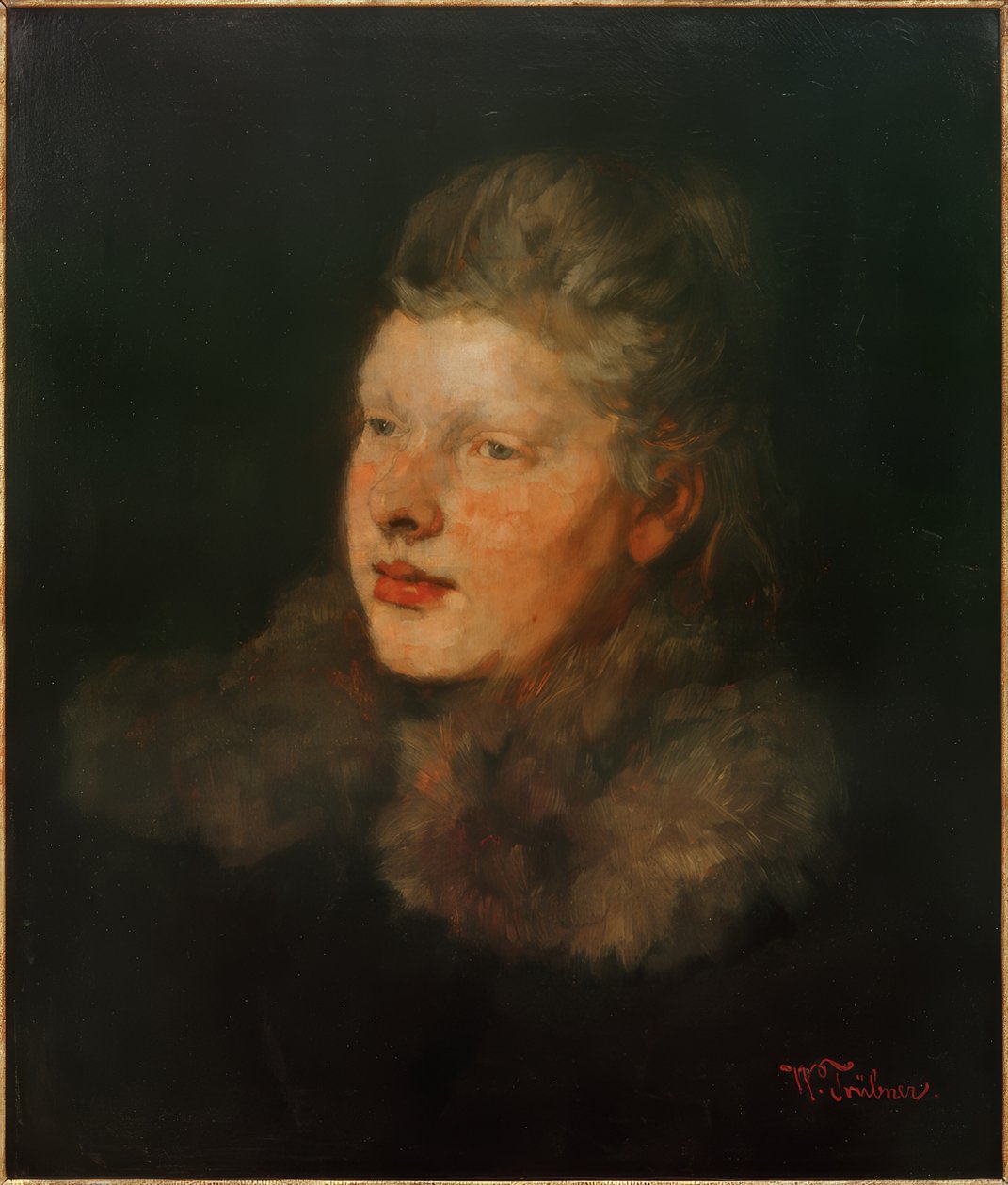 Blond med päls av Wilhelm Trübner