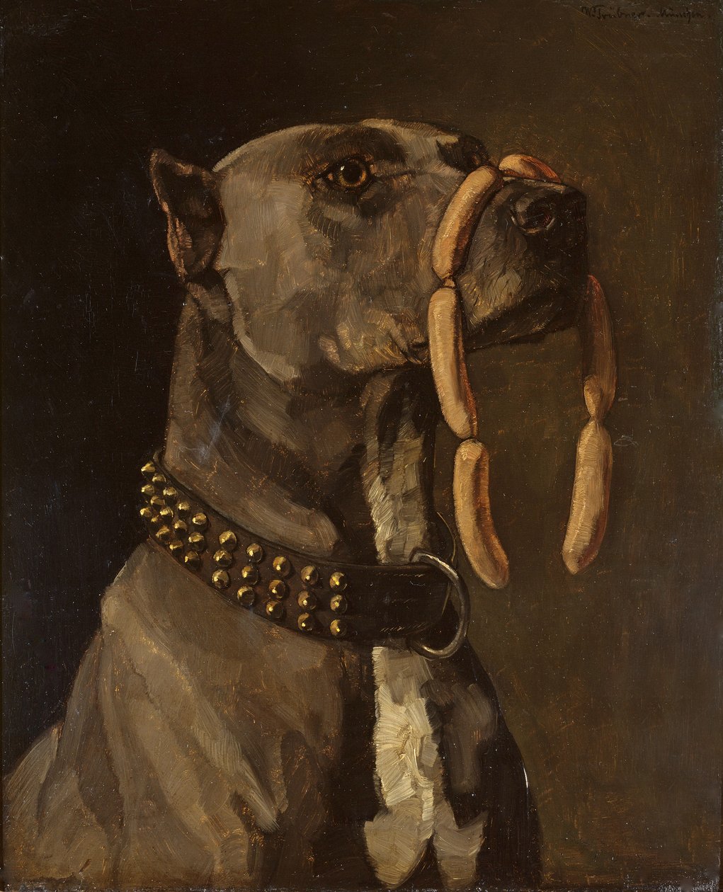 Mastiff (med korv) av Wilhelm Trübner