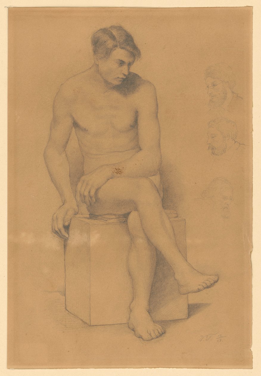 Manlig nakenstudie av Wilhelm Trübner