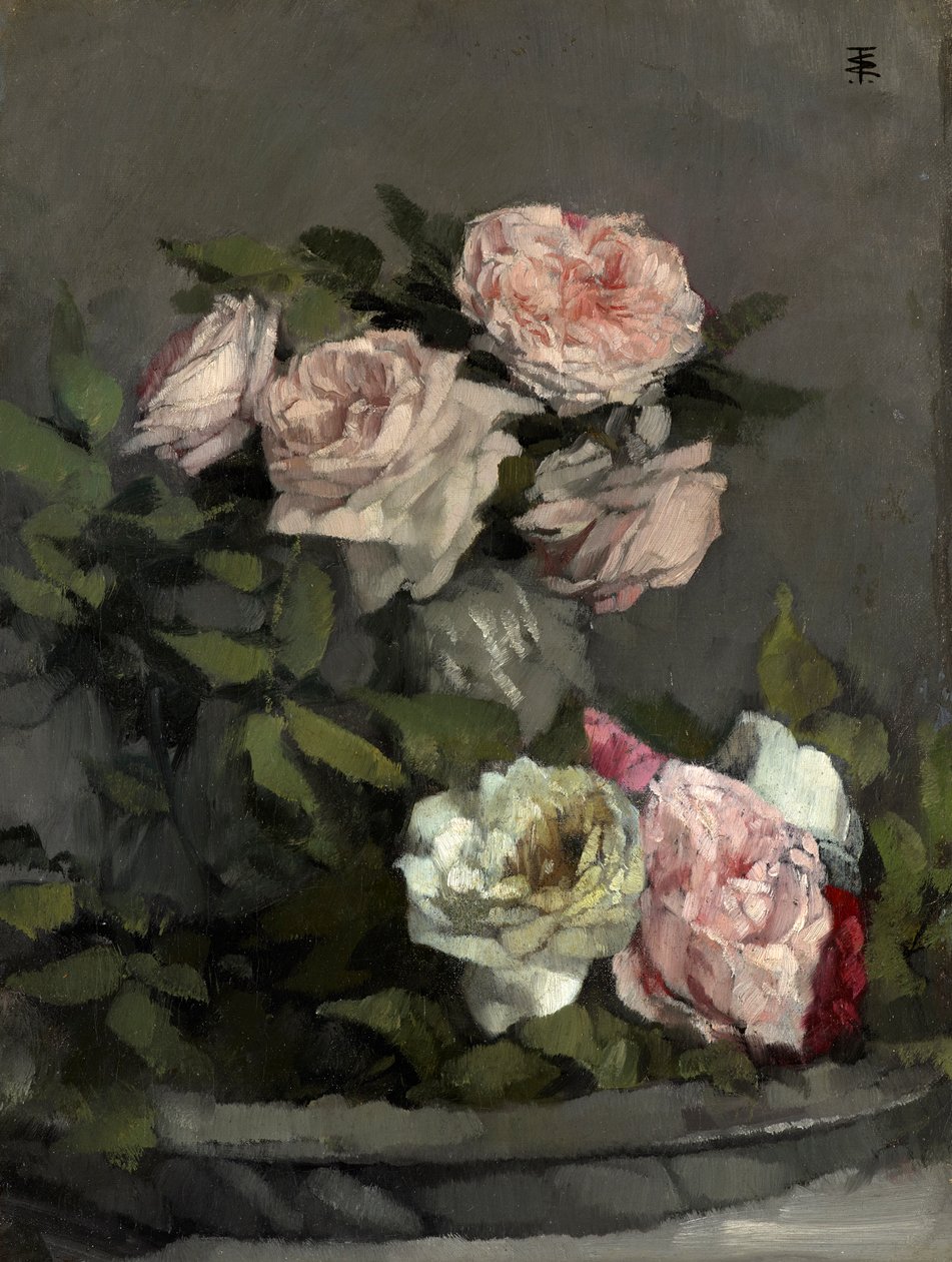 Stilleben med rosor av Wilhelm Trübner