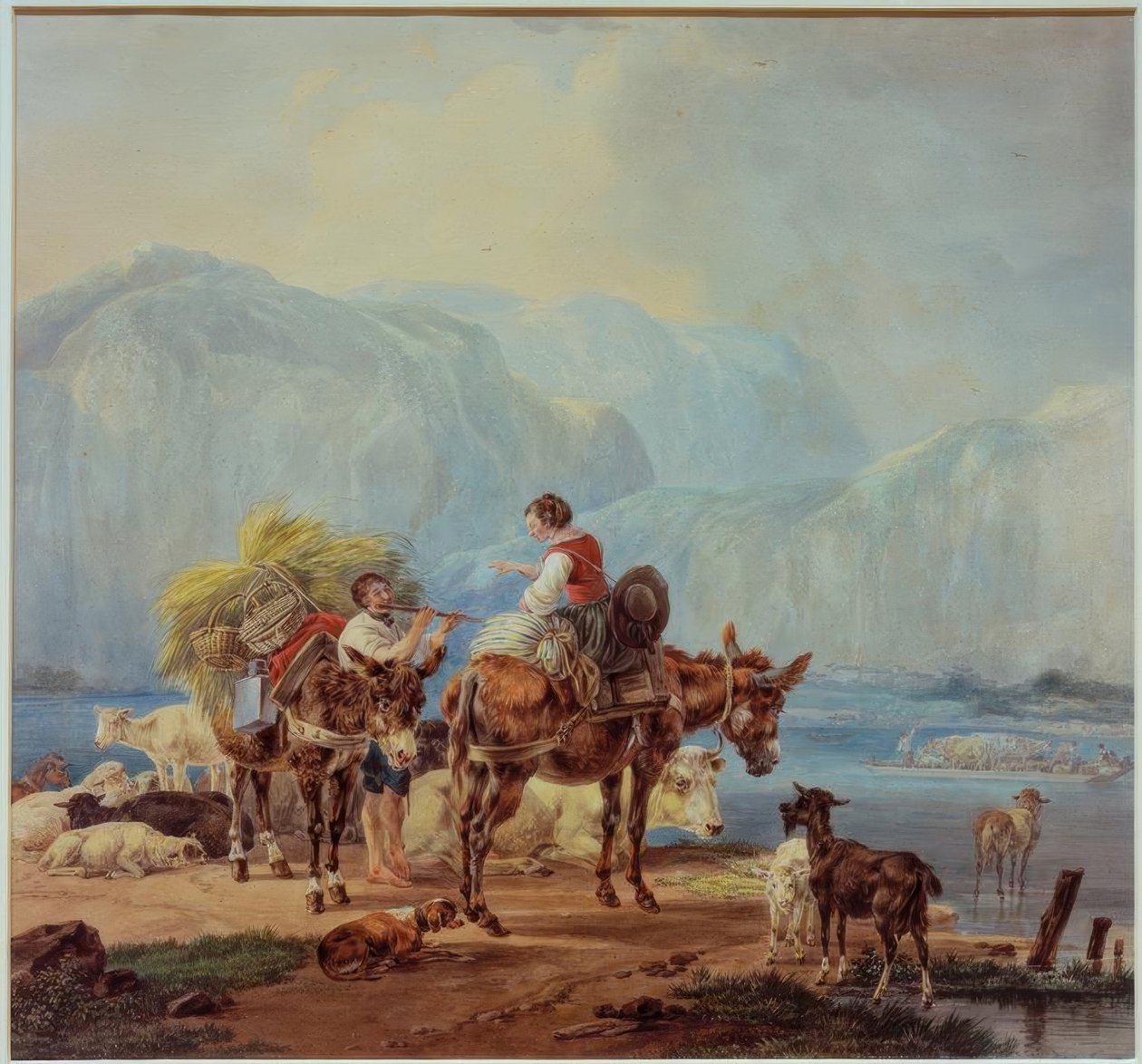 Herdar vid en fjällsjö av Wilhelm von Kobell