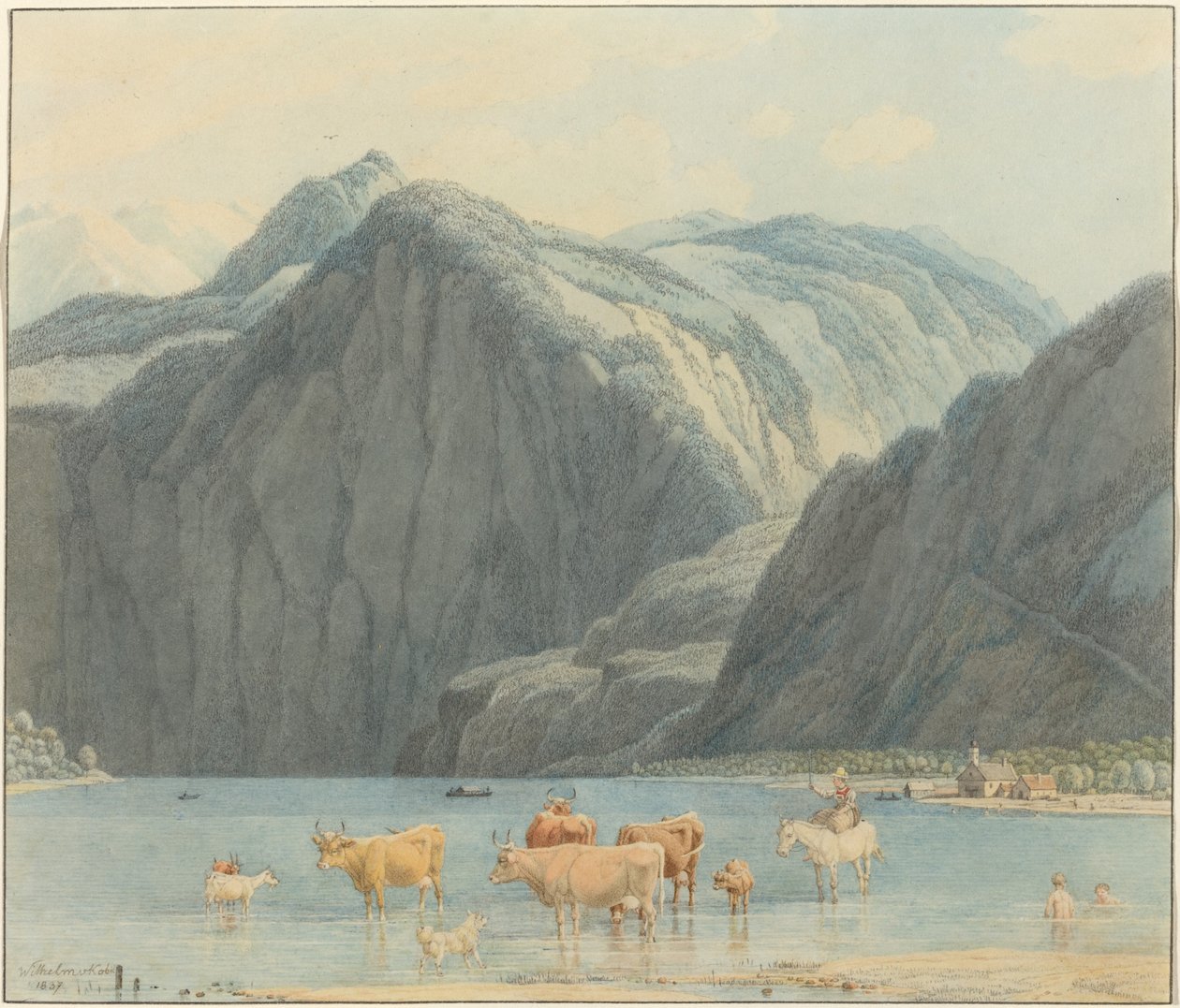 Königsee med St. Bartholomëes klippor av Wilhelm von Kobell