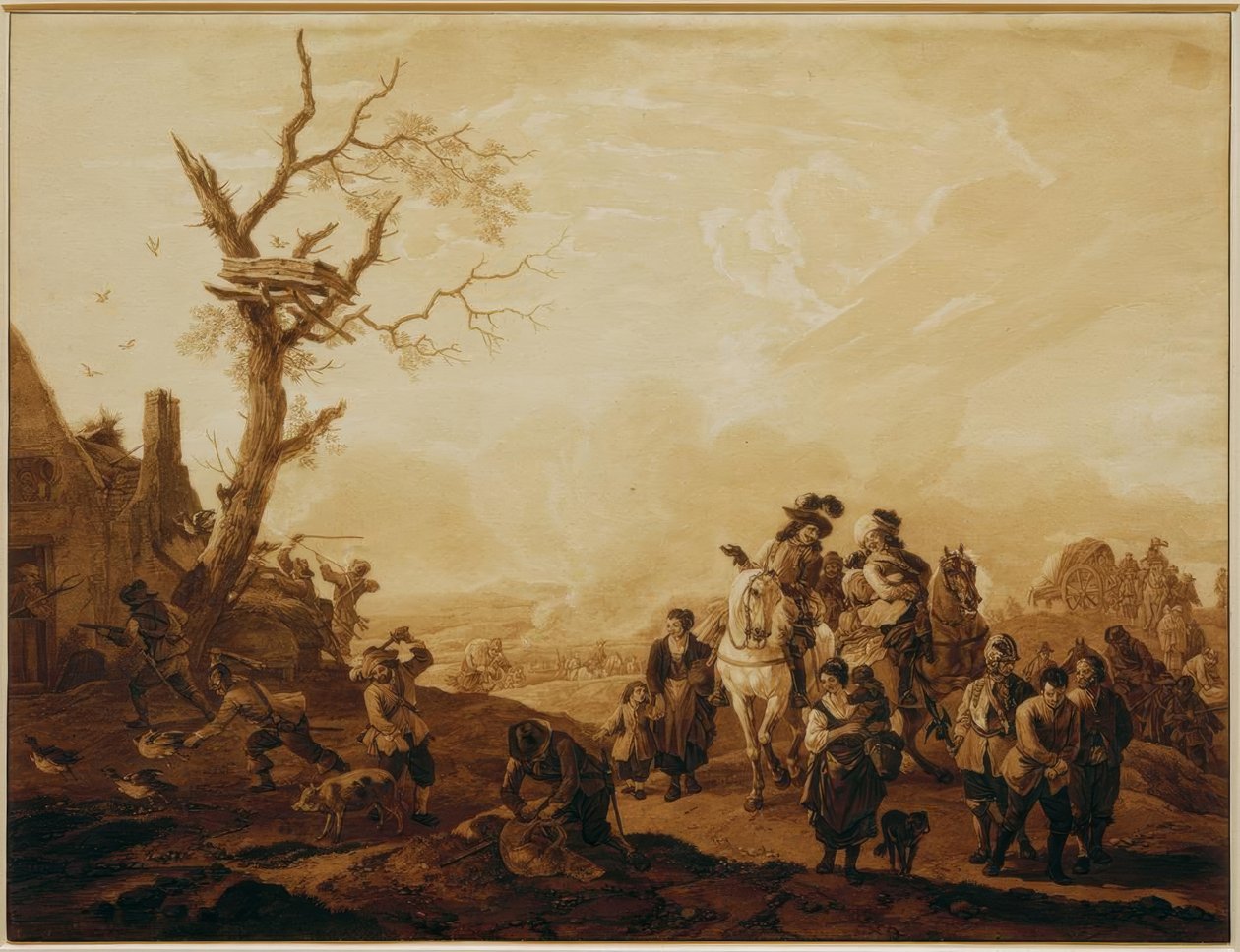 Sack av en by av soldater av Wilhelm von Kobell