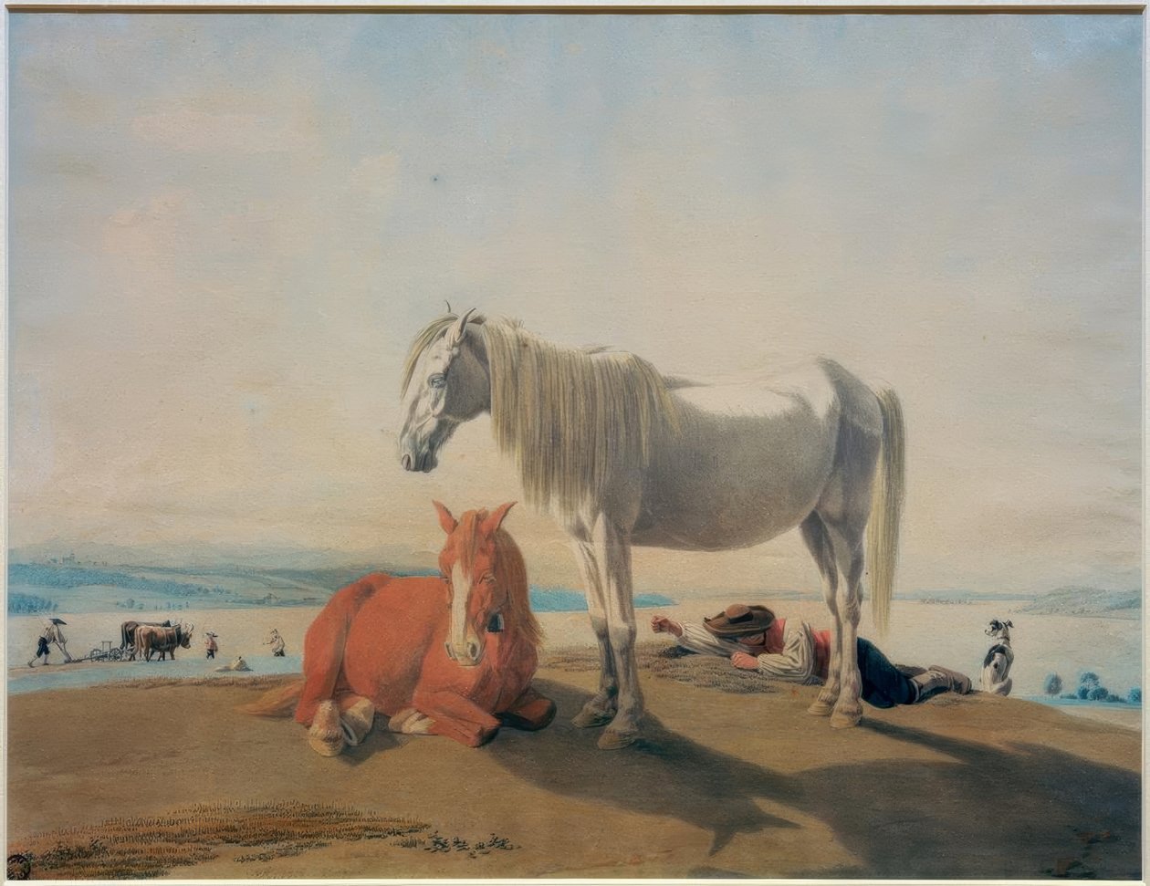 Betande hästar vid Starnbergsjön av Wilhelm von Kobell