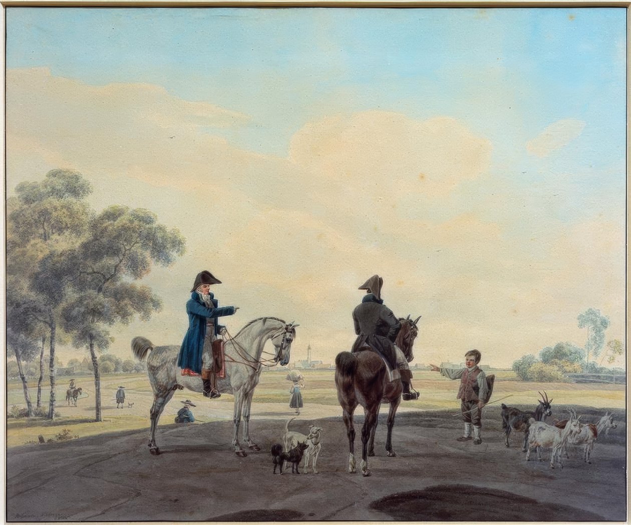 Två ryttare framför ett landskap av Wilhelm von Kobell