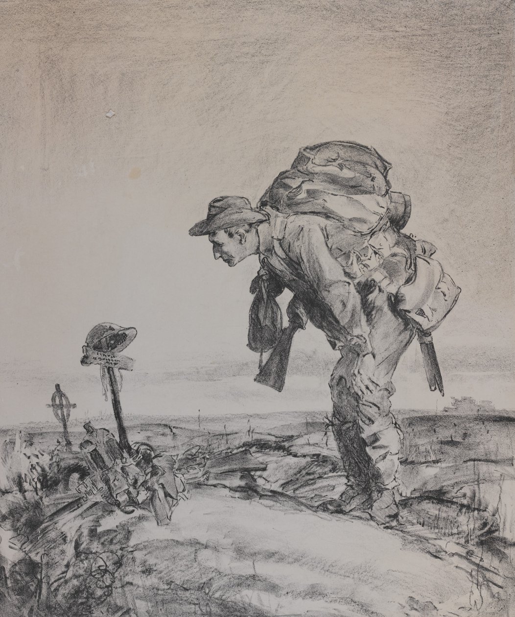En av de gamla plutonerna, 1917 (lito på papper) av Will Dyson