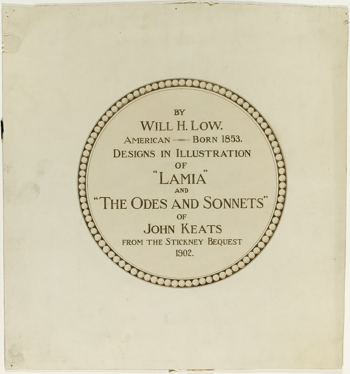 Titelsida för "Odes och sonetter av John Keats" av Will Hicock Low