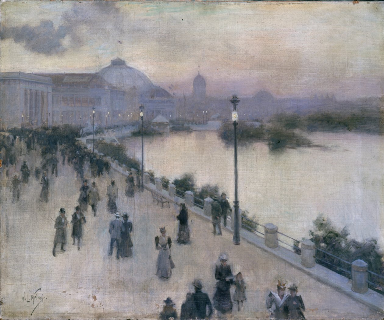 Solnedgångstimme på västra lagunen, världs Columbian utställning, c.1893 av Willard Leroy Metcalf