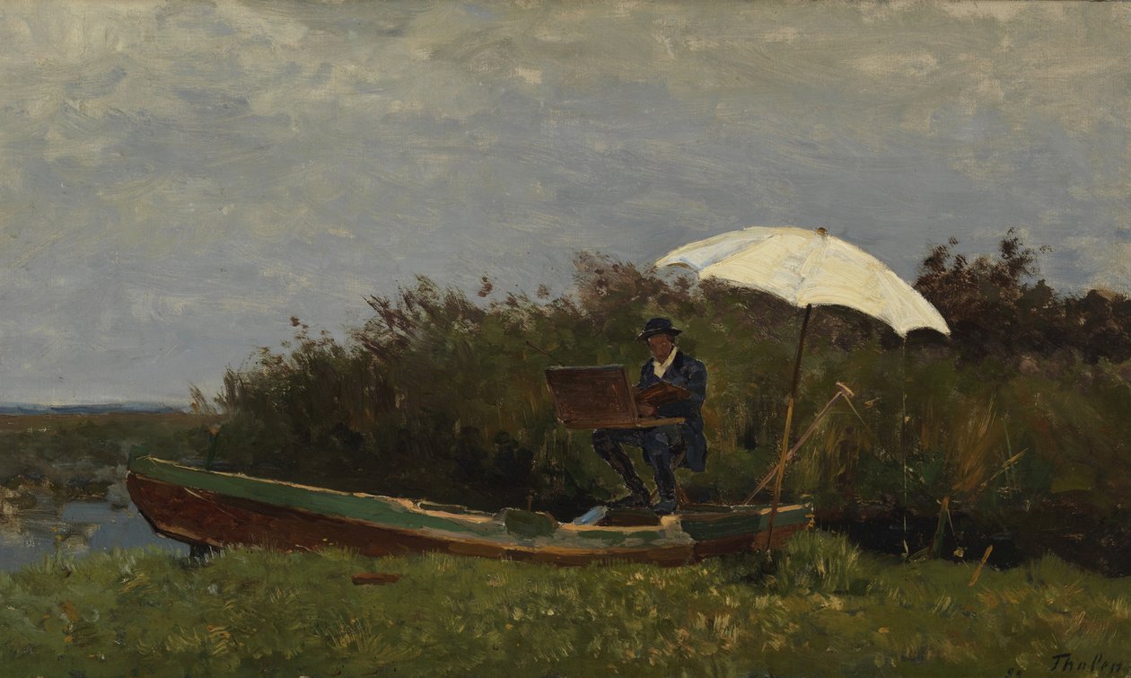The Painter Gabriël Working in a Boat av Willem Tholen