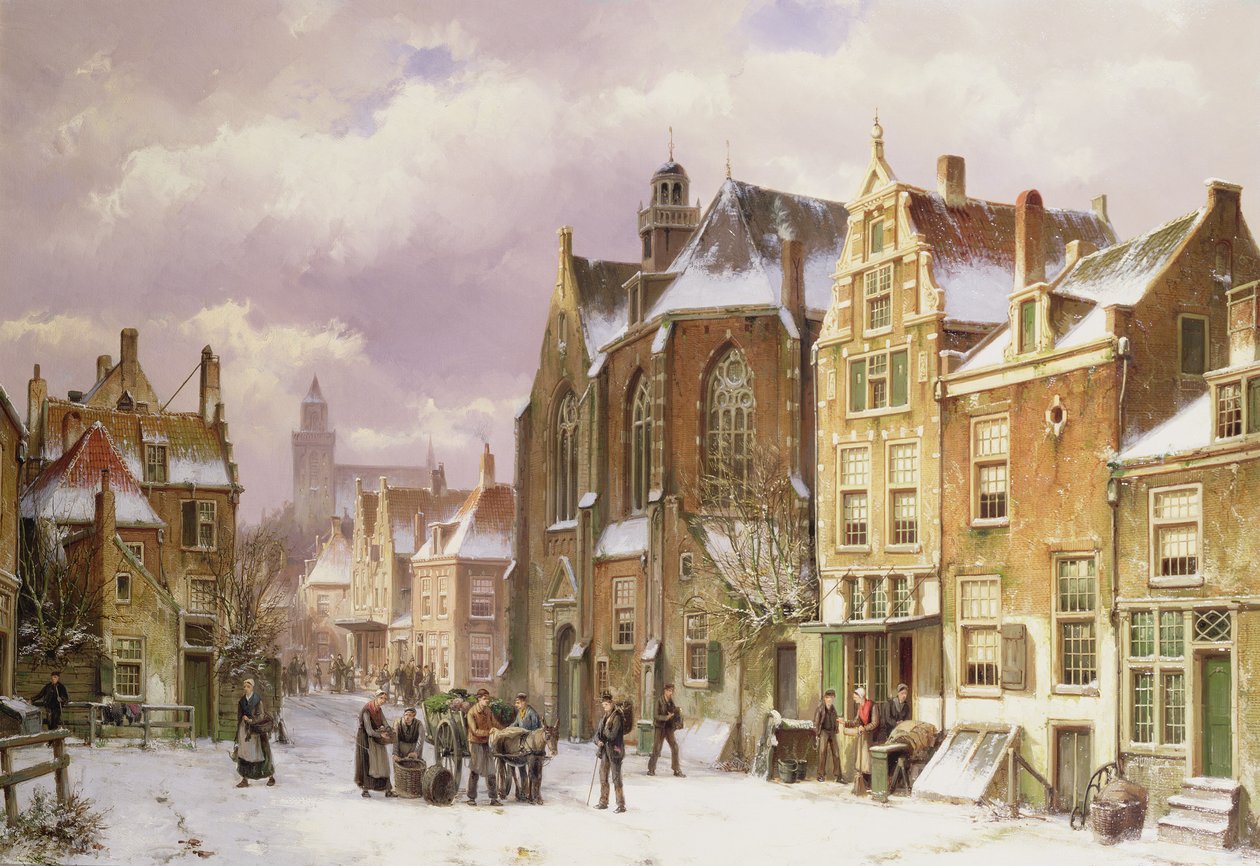 Snö i Amsterdam av Willem Koekkoek