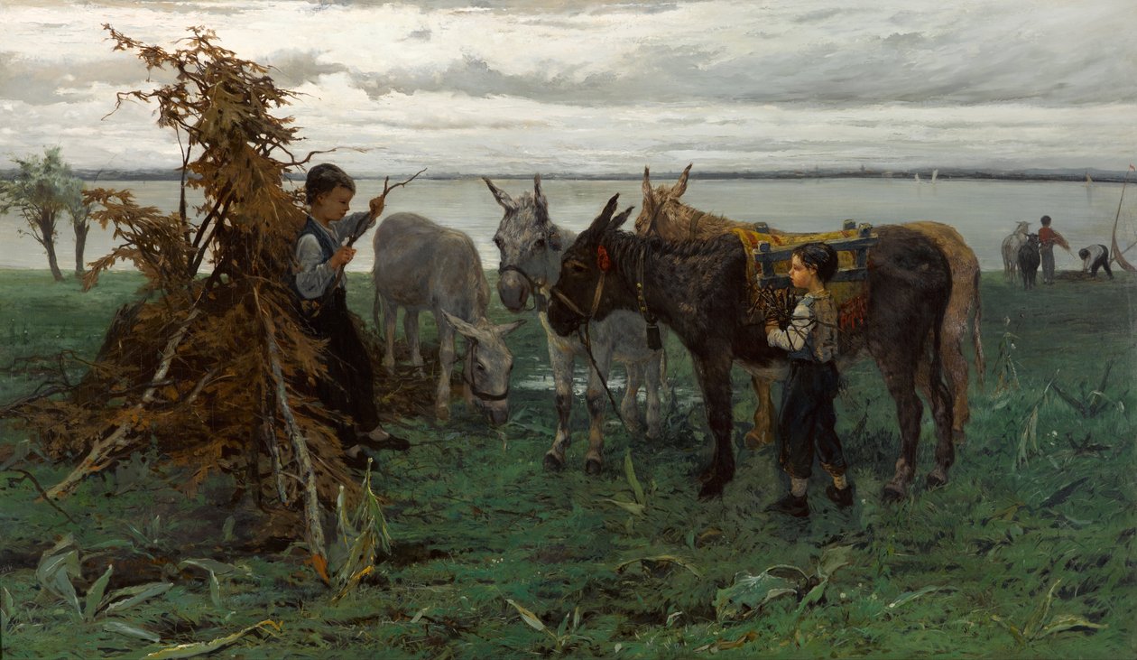 Boys herding donkeys av Willem Maris
