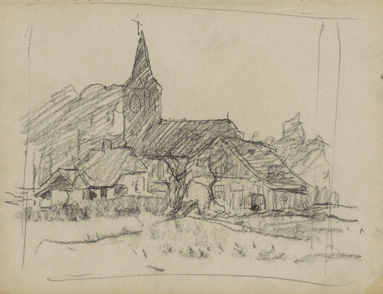 Utsikt över Diepenheim med Johanneskerk av Willem Arnoldus Witsen