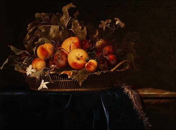Stilleben av frukt i en korg, 1650 av Willem van Aelst