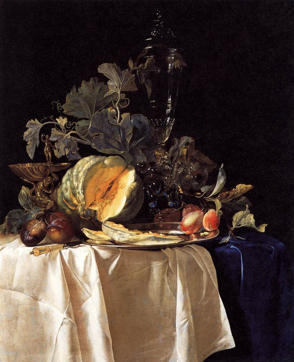 Still-Life with Fruit and Crystal Vase av Willem van Aelst