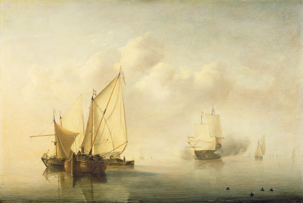 Lugna havet, 1653 (olja på ek) av Willem van de Velde