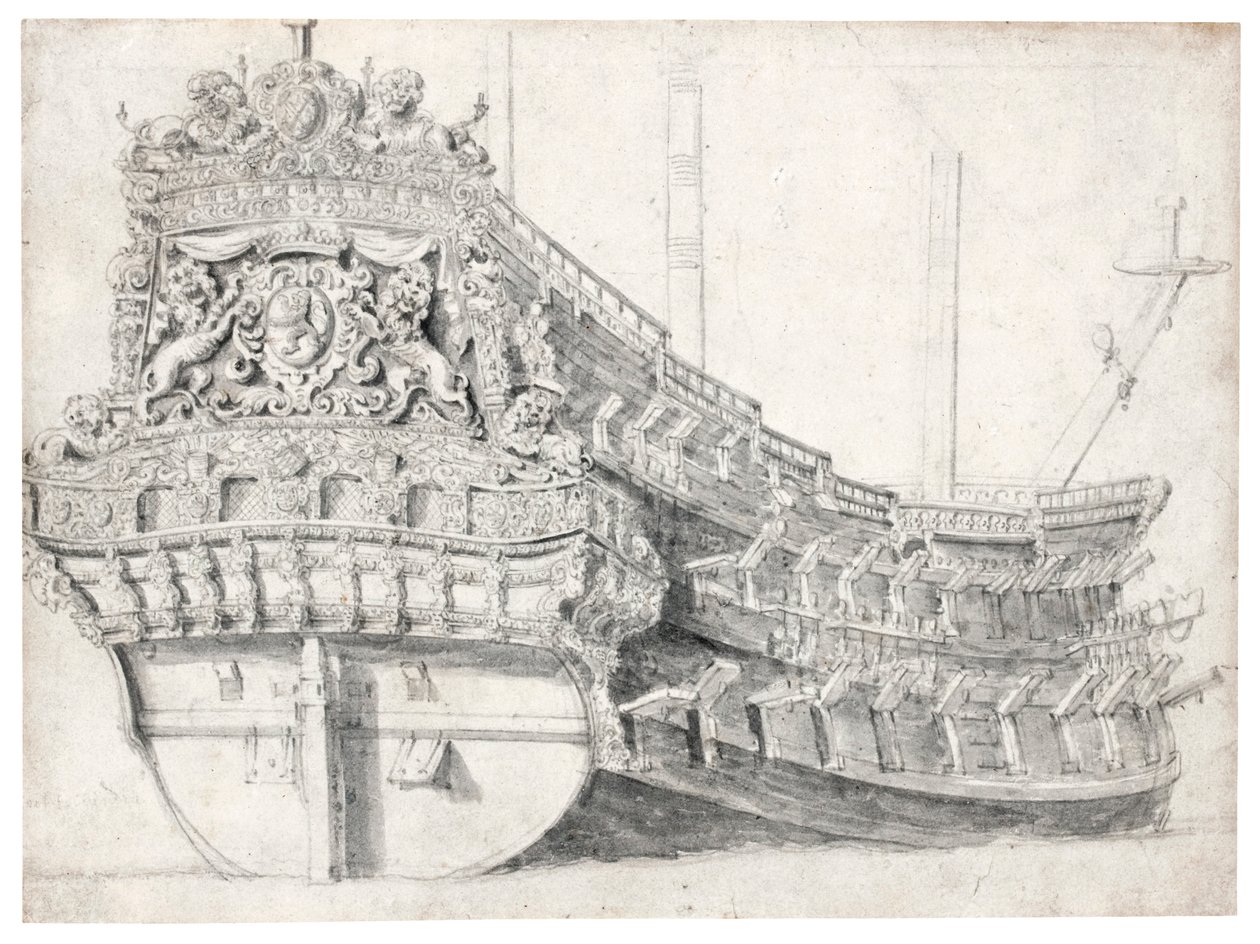 Portrait of a  warship av Willem van de Velde the Elder