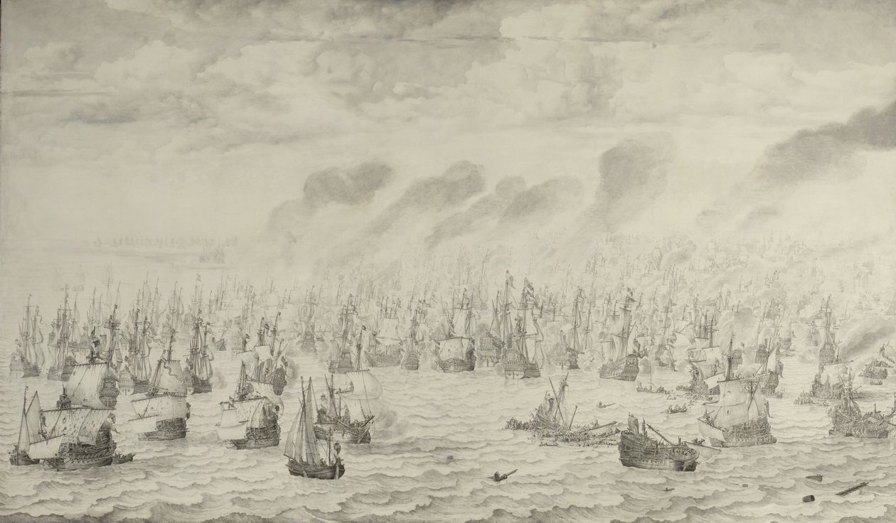 episode from the First Anglo- War (1652-54) av Willem van de Velde the Elder