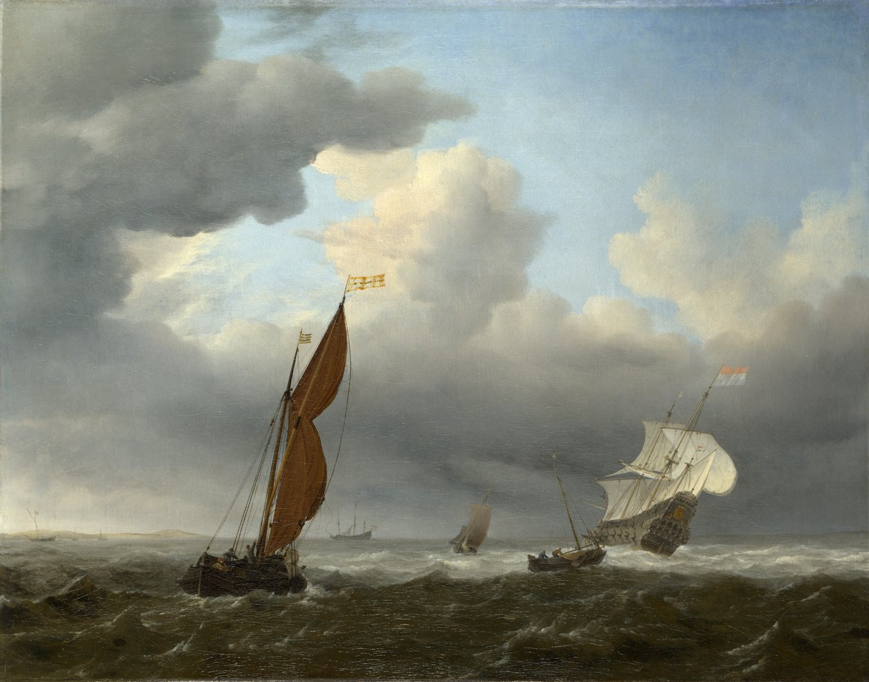 A Dutch Ship and Other Small Vessels in a Strong Breeze av Willem van de Velde the Younger