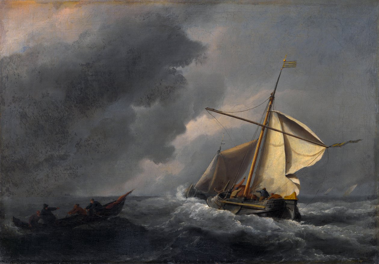 A Dutch Vessel in a Strong Breeze av Willem van de Velde the Younger