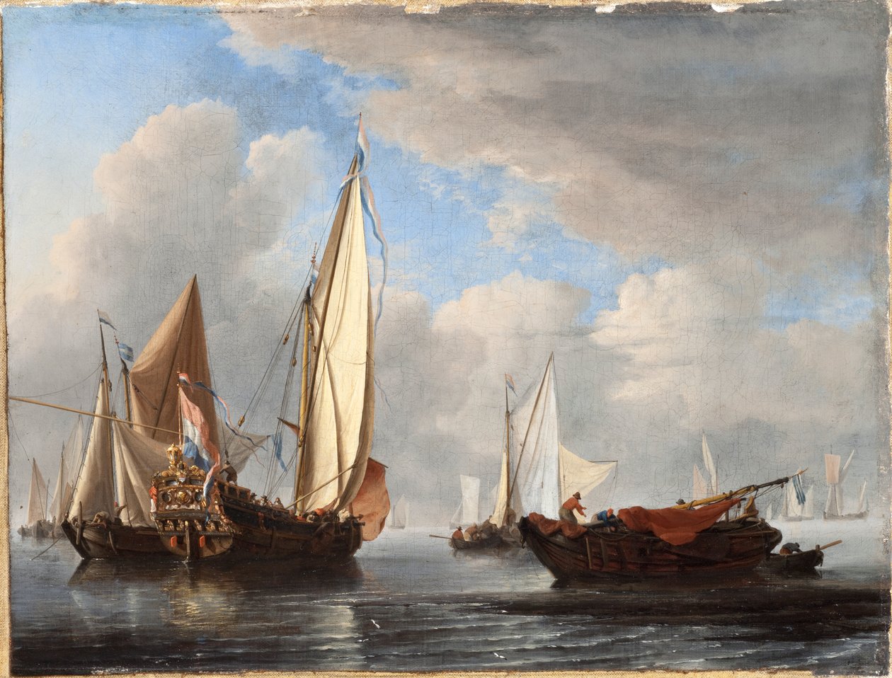 A Yacht and Other Vessels in a Calm av Willem van de Velde the Younger