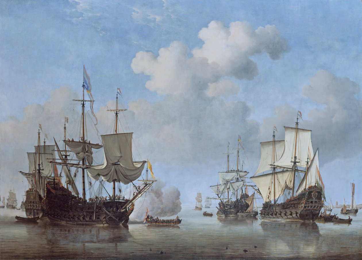 Calm: Dutch Ships Coming to Anchor av Willem van de Velde the Younger