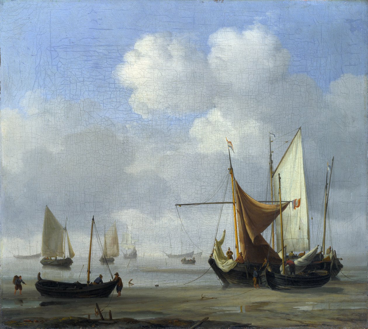 Small Dutch Vessels Aground at Low Water in a Calm av Willem van de Velde the Younger