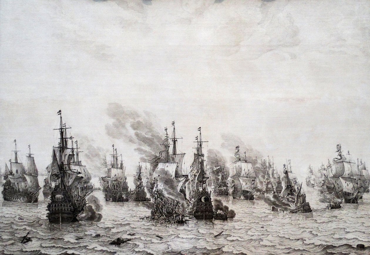Slaget vid Livorno av Willem van de Velde the Elder