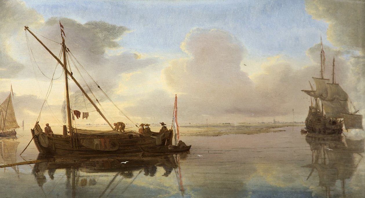 Flodscen med båtar, 1668 av Willem van de Velde the Younger