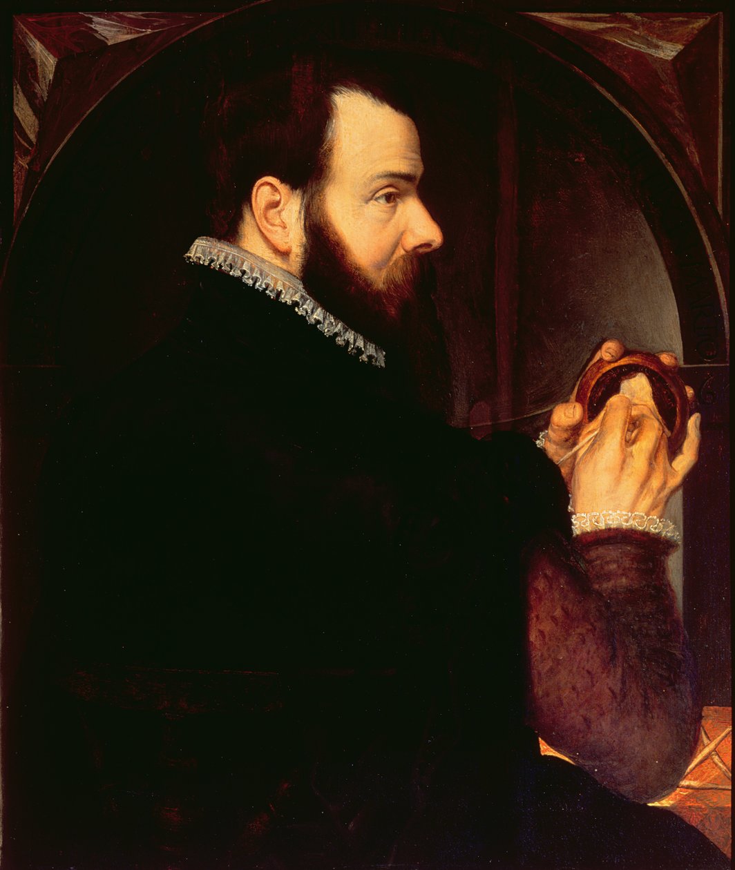 Självporträtt med en vaxporträttmedaljong, 1564 (panel) av Willem van den Broecke