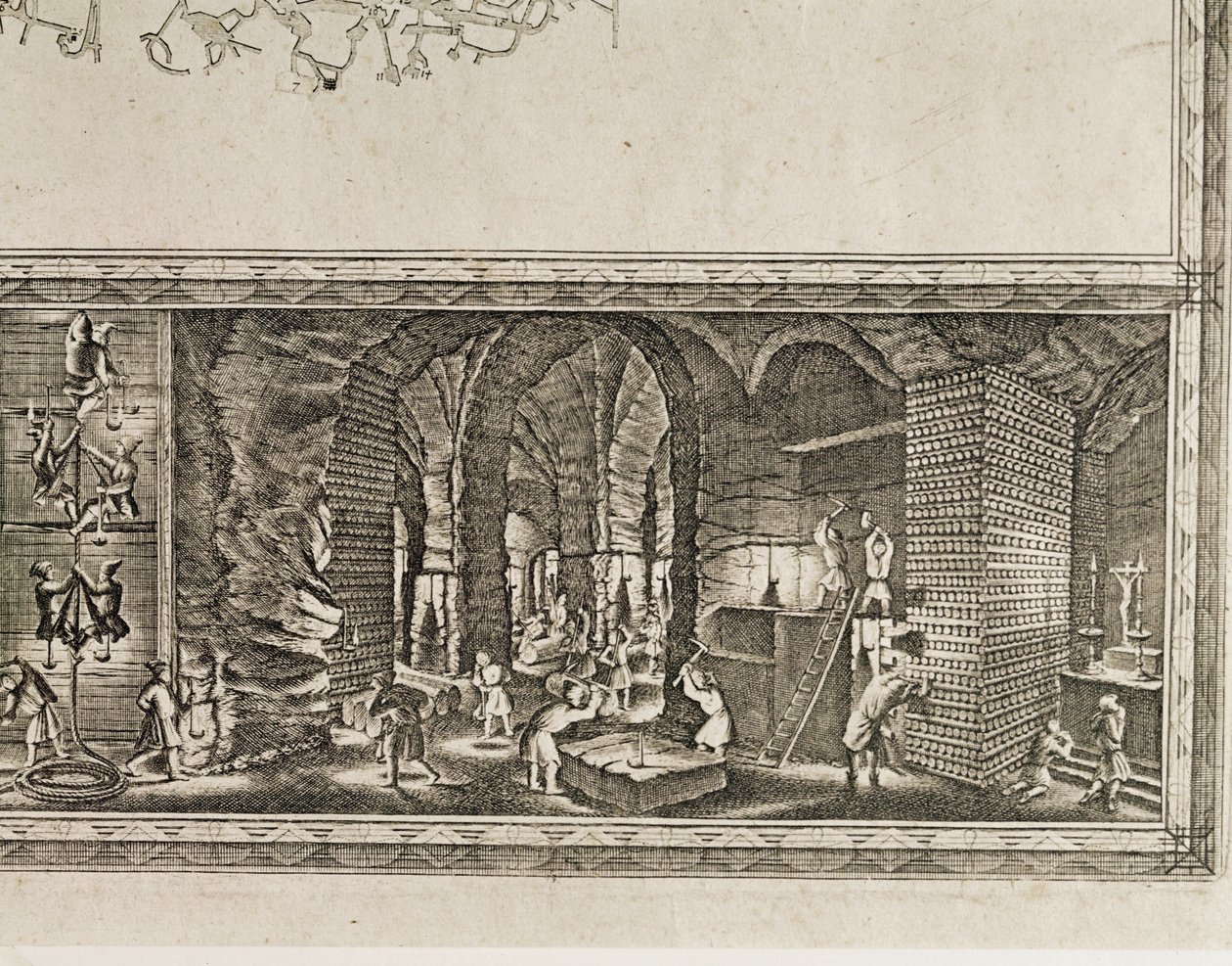 Saltgruvorna i Wieliczka nära Kraków producerade ungefär en tredjedel av de polska kungarnas inkomster ... (gravyr) av Willem (c.1597 1660) Hondius