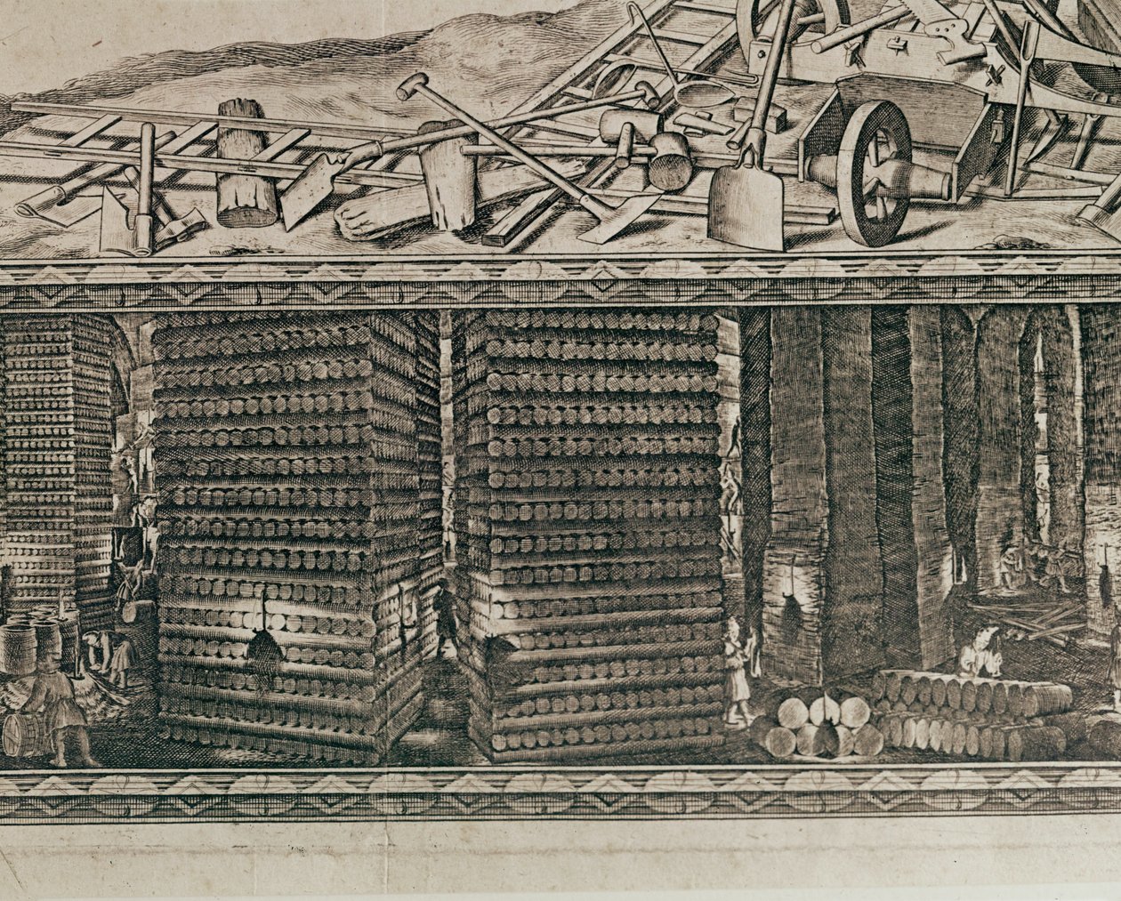 Saltgruvorna i Wieliczka nära Kraków producerade ungefär en tredjedel av de polska kungarnas inkomster ... (gravyr) av Willem (c.1597-1660) Hondius