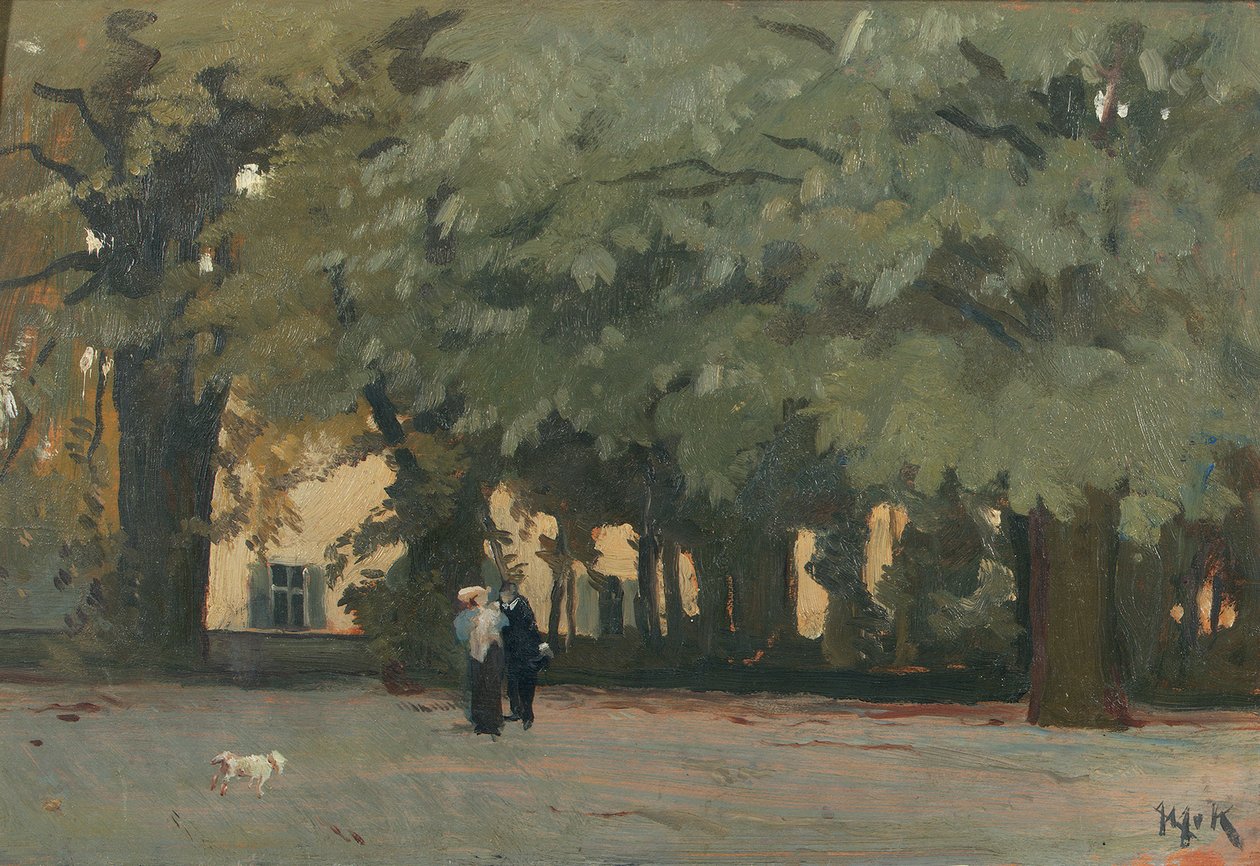 Ett par i en fyrkant (olja på panel) av Willem Adriaan van Konijnenburg