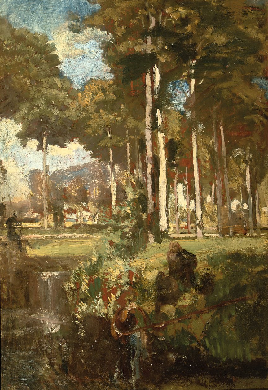 Berkenbos (olja på panel) av Willem Adriaan van Konijnenburg