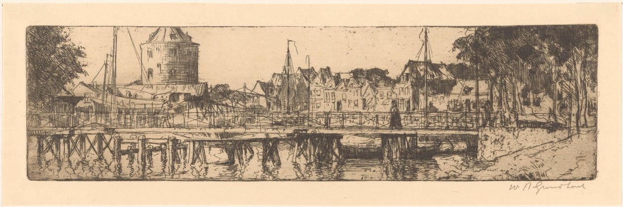 Enkhuizen av Willem Adrianus Grondhout (signed by artist)
