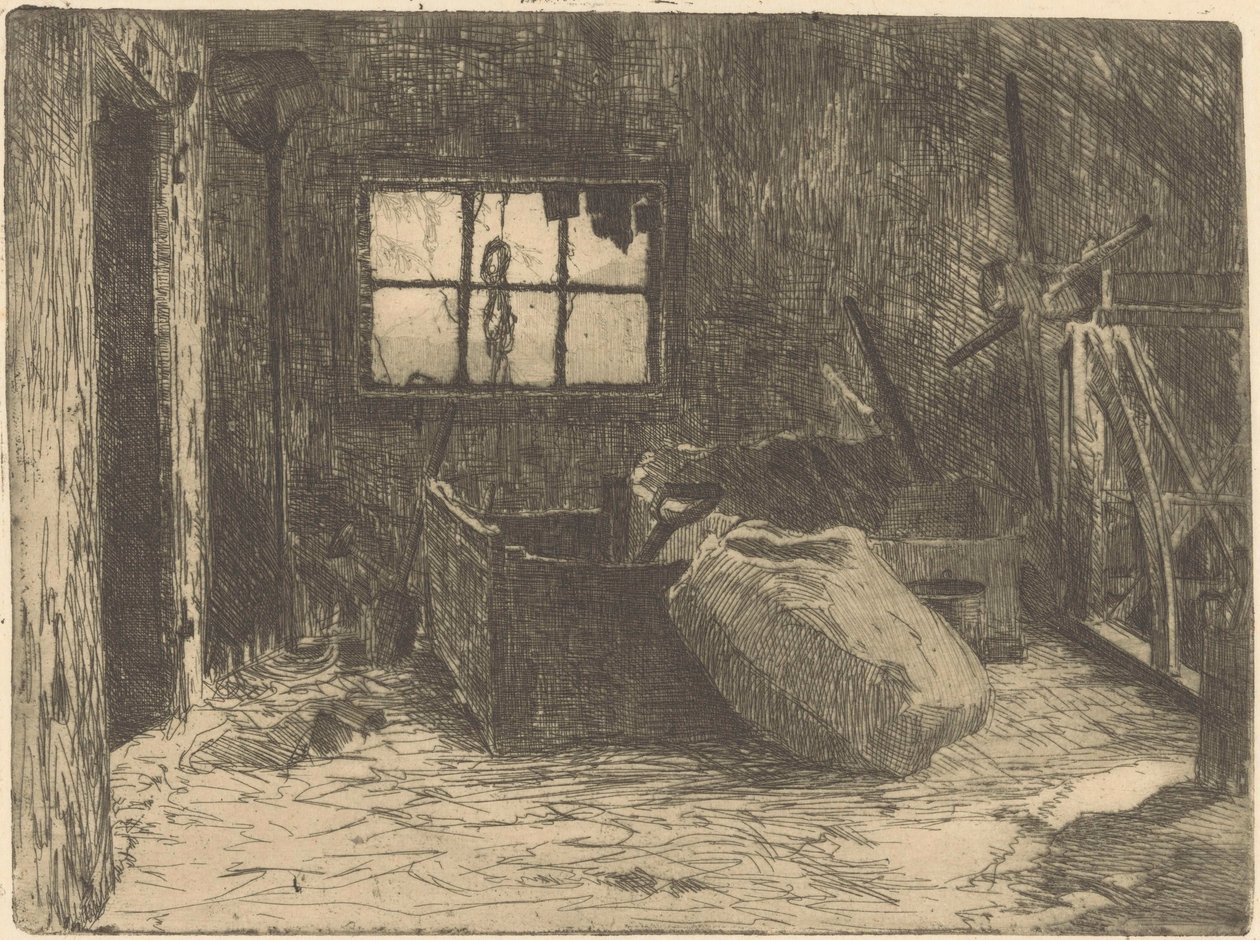 Interiör av en lada av Willem Adrianus Grondhout (signed by artist)