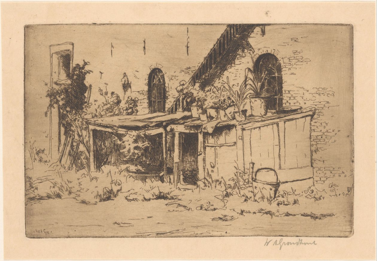 Hönshus i en trädgård i Voorburg av Willem Adrianus Grondhout (signed by artist)