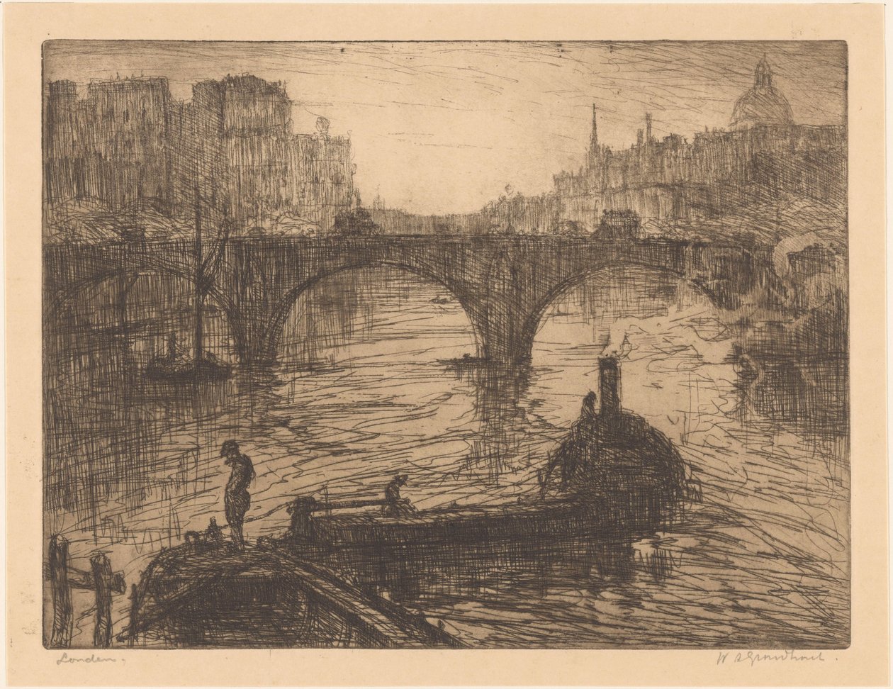 Londen (originaltitel på objekt) av Willem Adrianus Grondhout (signed by artist)