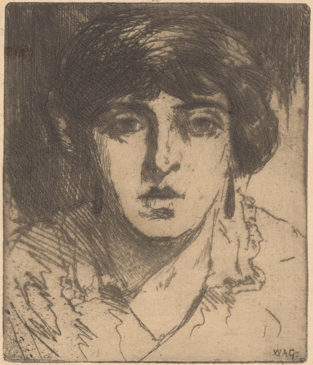 Porträtt av en okänd kvinna av Willem Adrianus Grondhout (signed by artist)