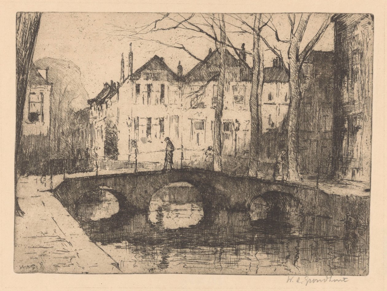 Smidesvatten i Haag av Willem Adrianus Grondhout (signed by artist)
