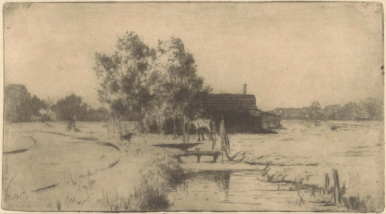 Stall i Binckhorst i Haag av Willem Adrianus Grondhout (signed by artist)
