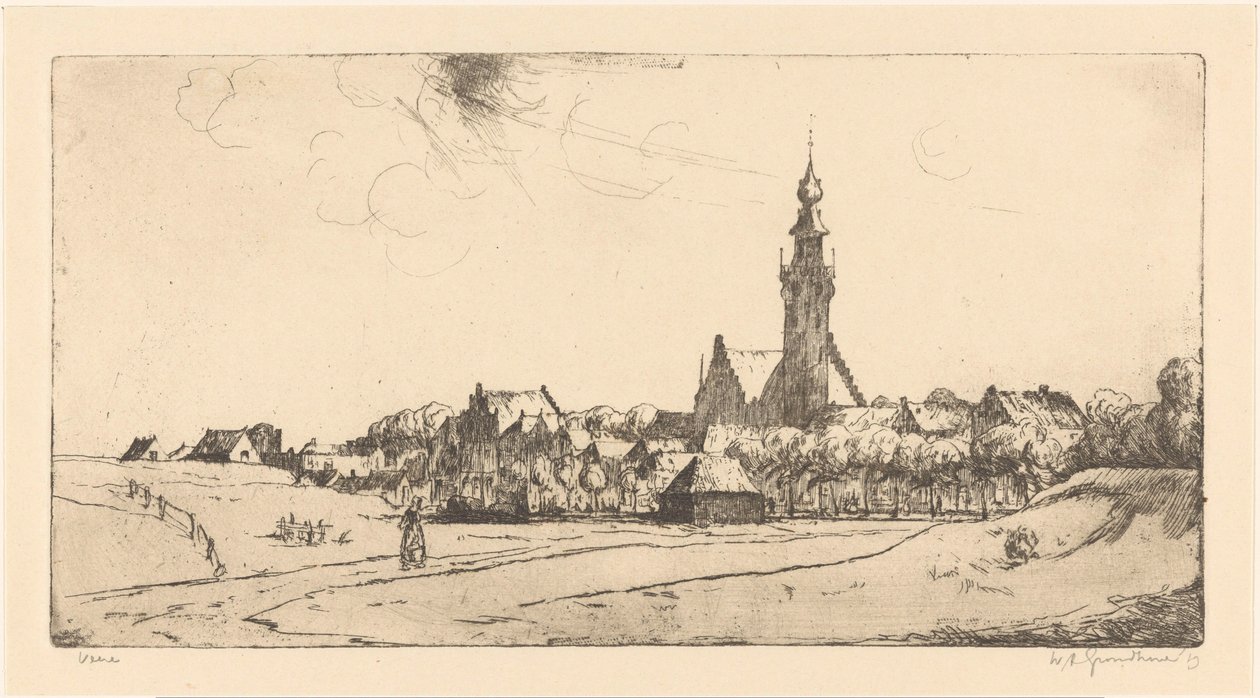 Veere (originaltitel på objekt) av Willem Adrianus Grondhout (signed by artist)