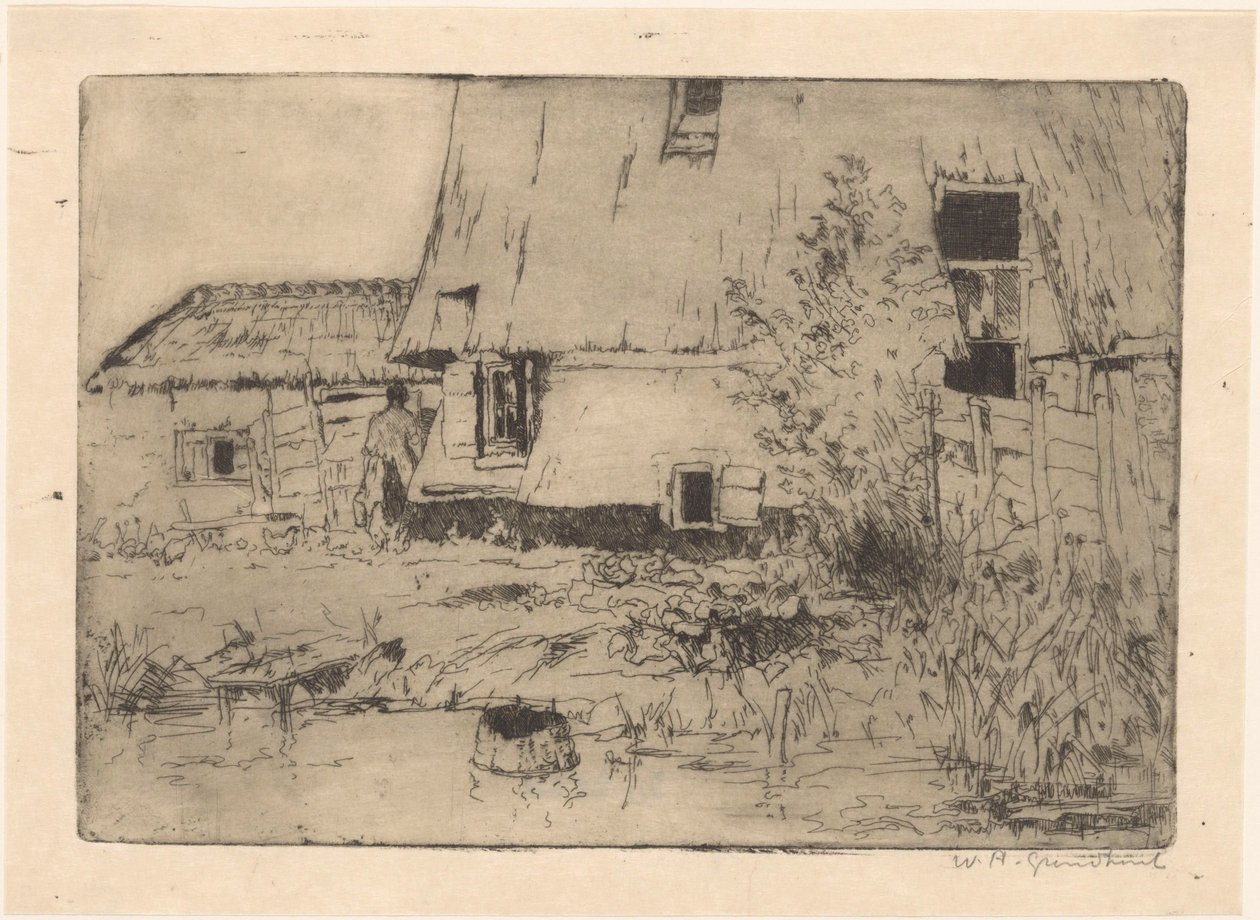 Foten av en kvarn i Voorburg av Willem Adrianus Grondhout (signed by artist)