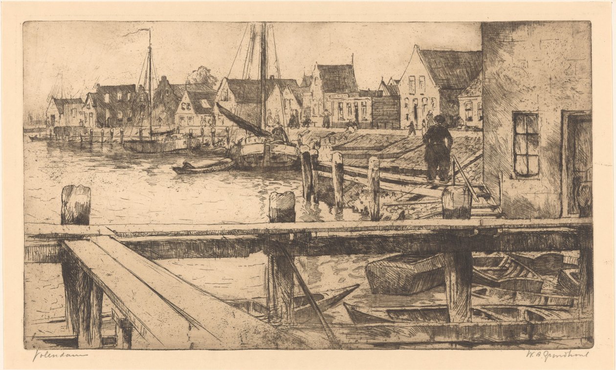 Volendam (originaltitel på objekt) av Willem Adrianus Grondhout (signed by artist)