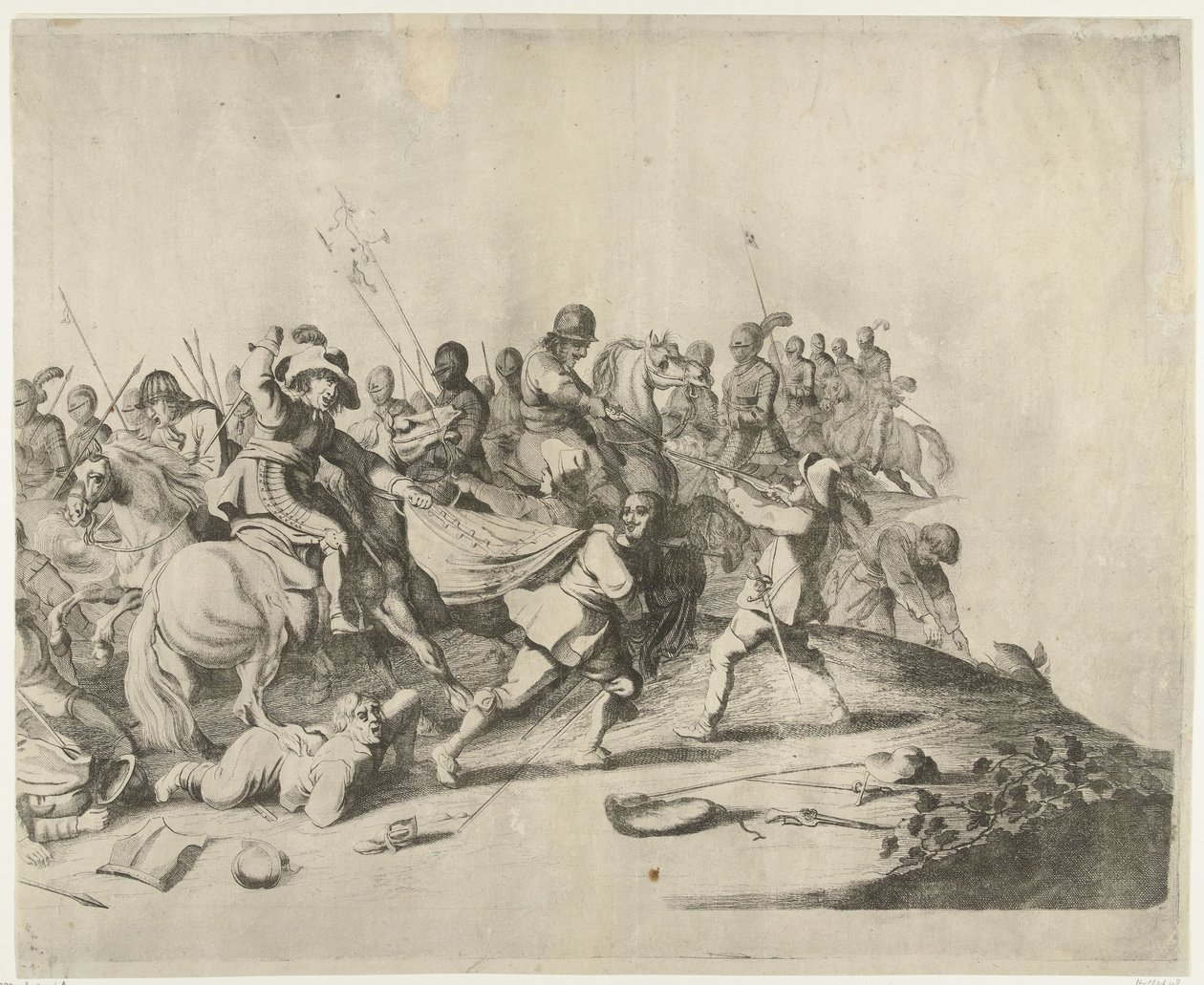 Strid mellan ryttare och fotsoldater av Willem Basse