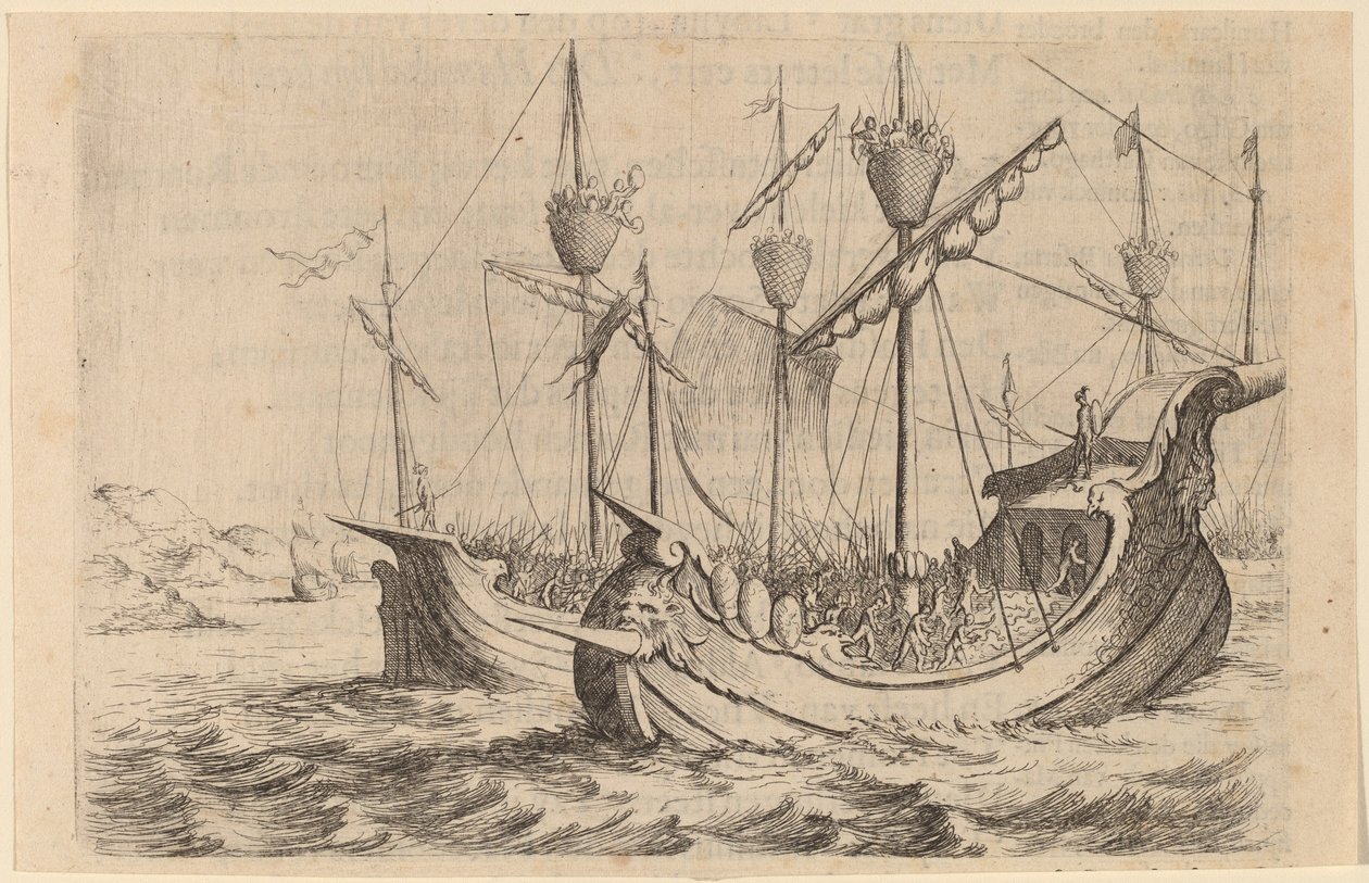 Hannibals flotta som kämpar mot Rhodians, 1634. av Willem Basse