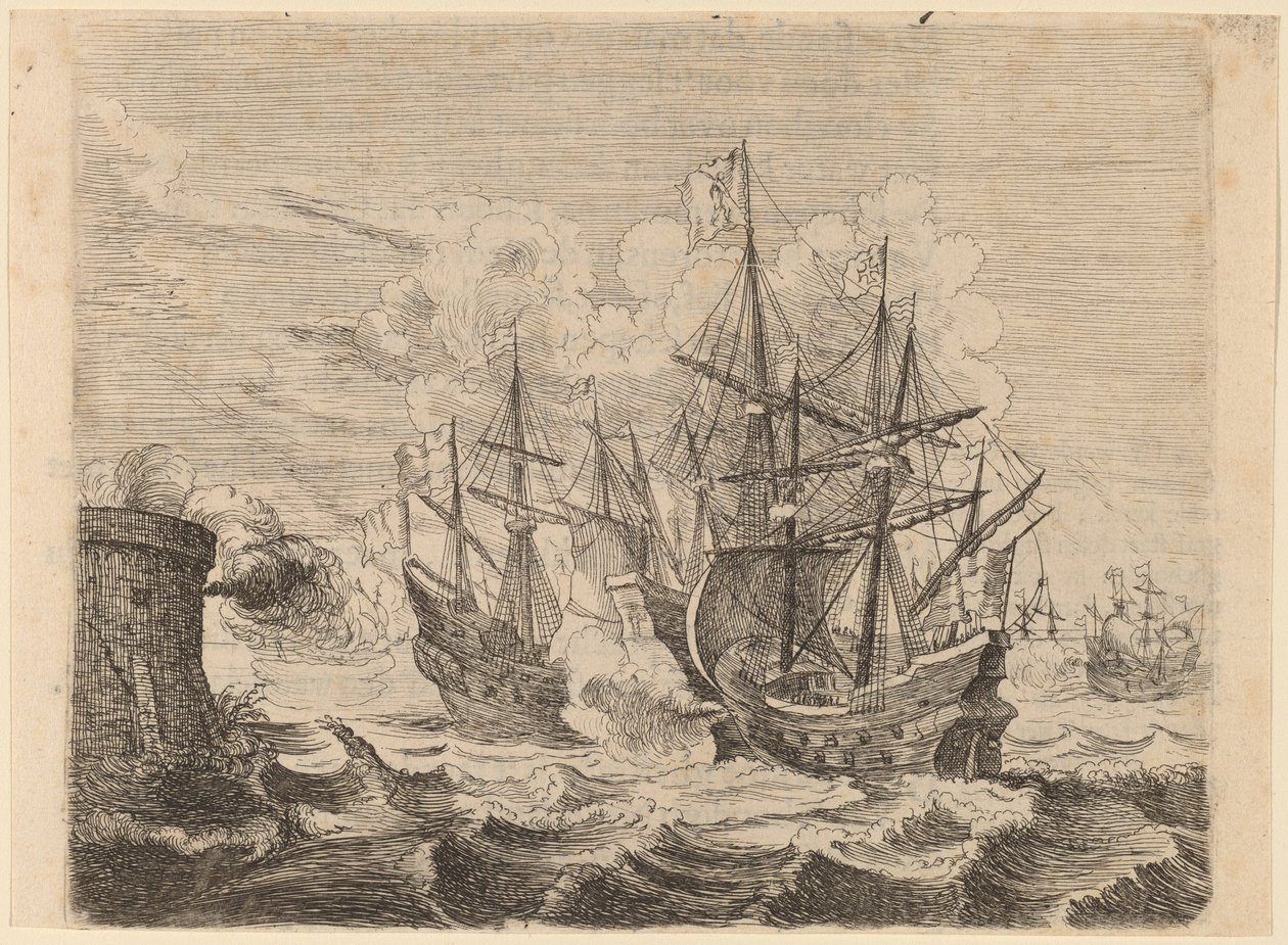 Heemskercks seger över den spanska flottan vid Gibraltar av Willem Basse