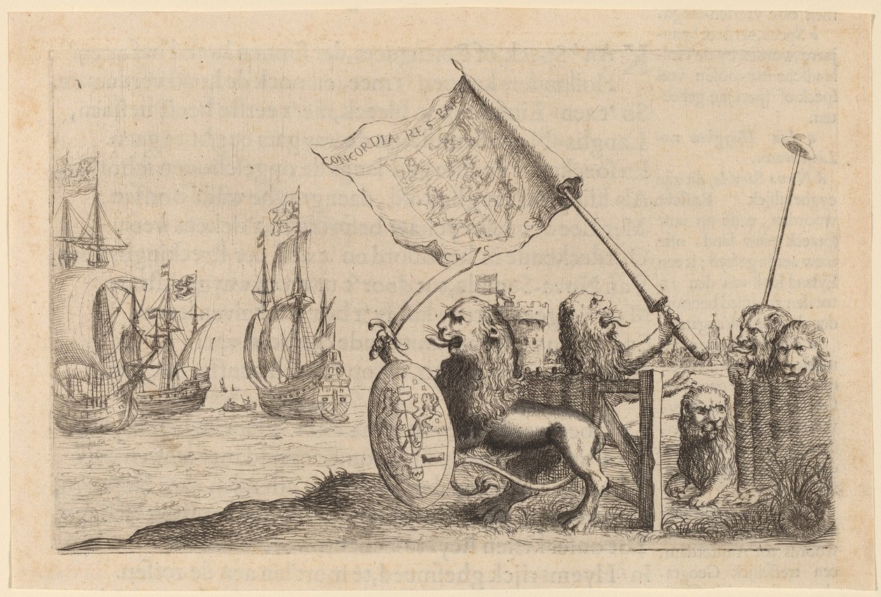 Lions skyddar trädgården i Förenade provinserna, 1634. av Willem Basse