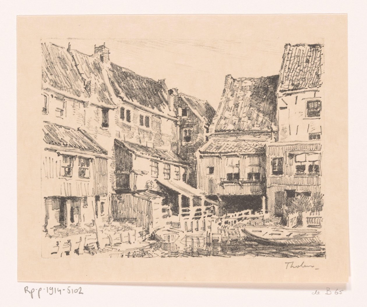 Baksidan av gamla hus, i Enkhuizen Gamla hus, Enkhuizen (originaltitel) av Willem Bastiaan Tholen (signed by artist)