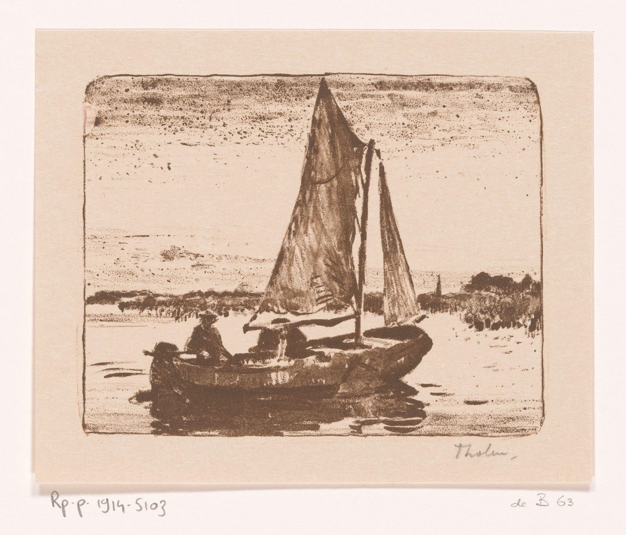 Man i segelbåt Båt (originaltitel) av Willem Bastiaan Tholen (signed by artist)