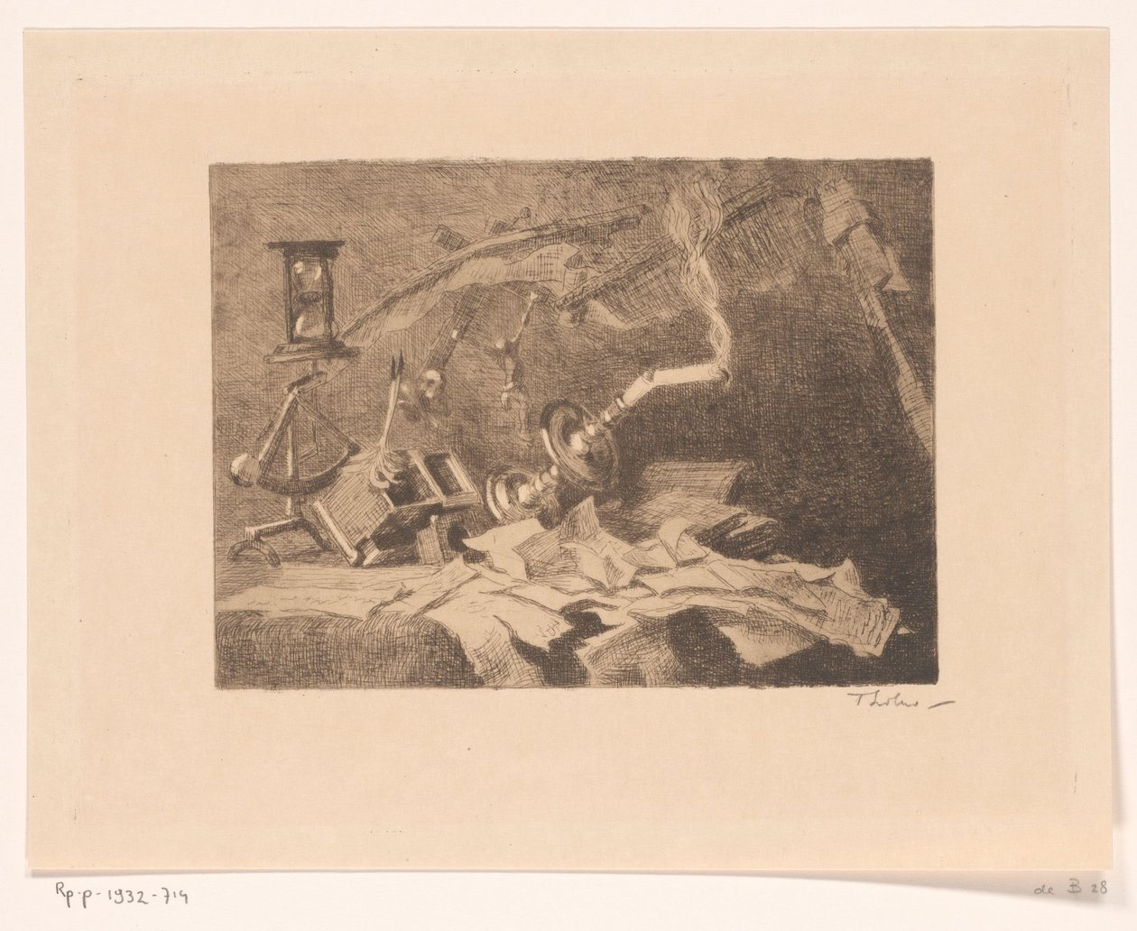 Stilleben med fallande och trasiga föremål Slut (originaltitel) av Willem Bastiaan Tholen (signed by artist)